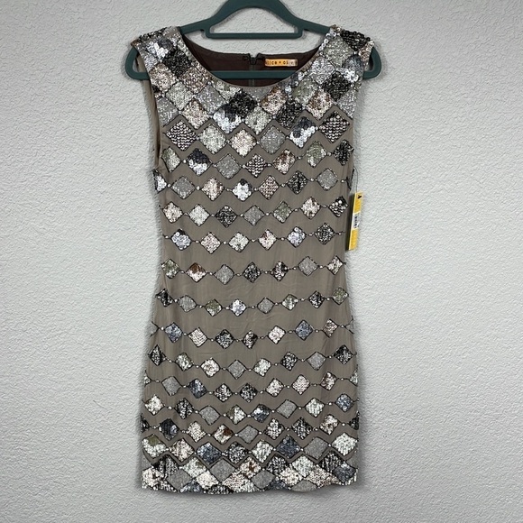 NWT Alice + Olivia Vista Beaded Dress Retro Flapper Sparkle Mini Sz 0 - Picture 4 of 17